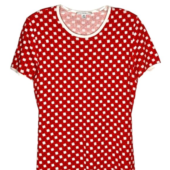 Carven Plaid & Clover Short Sleeved 100% Cotton Mini Dress - Red/White/Blue - S - Picture 3 of 10